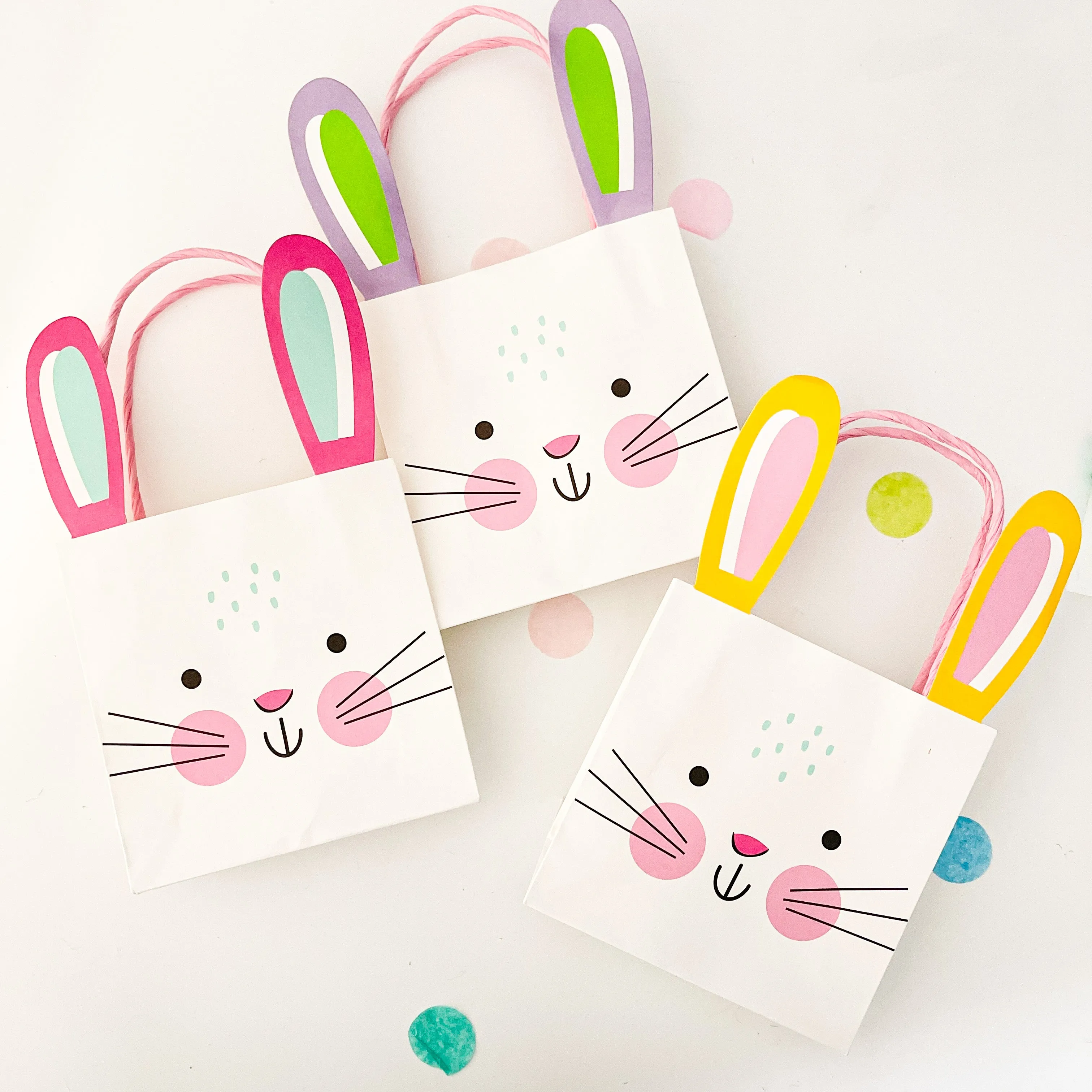 Easter Paper Bunny Gift Bags - Set of 3