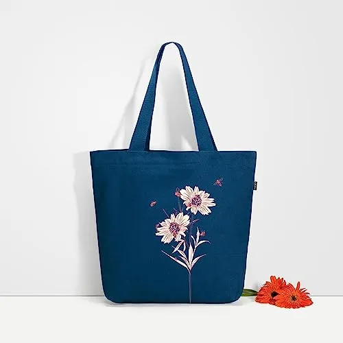 Eco Right Large Tote Bags for Women with Zip & Pocket, Cotton Handbags, Tote Bag Canvas for College, Office & Shopping