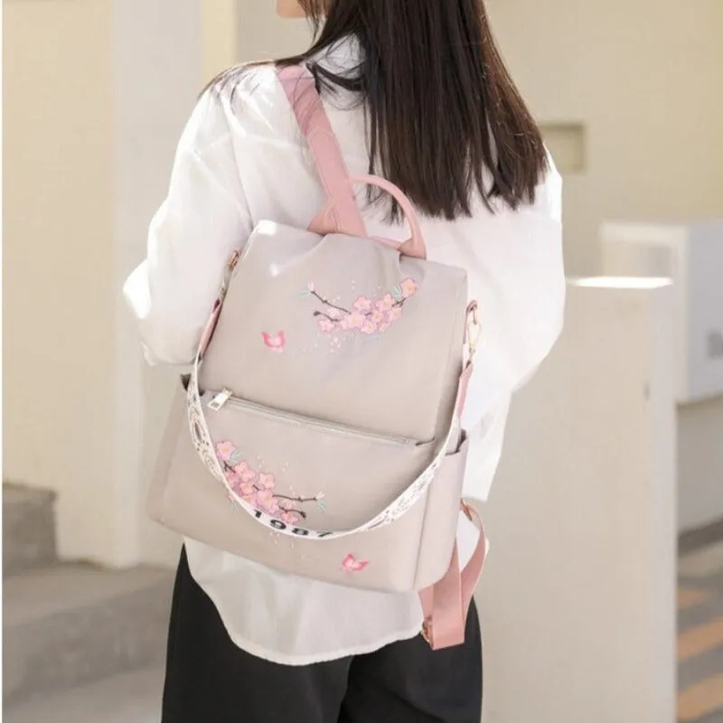 Embroidery Anti-Theft Waterproof Backpacks For Girls