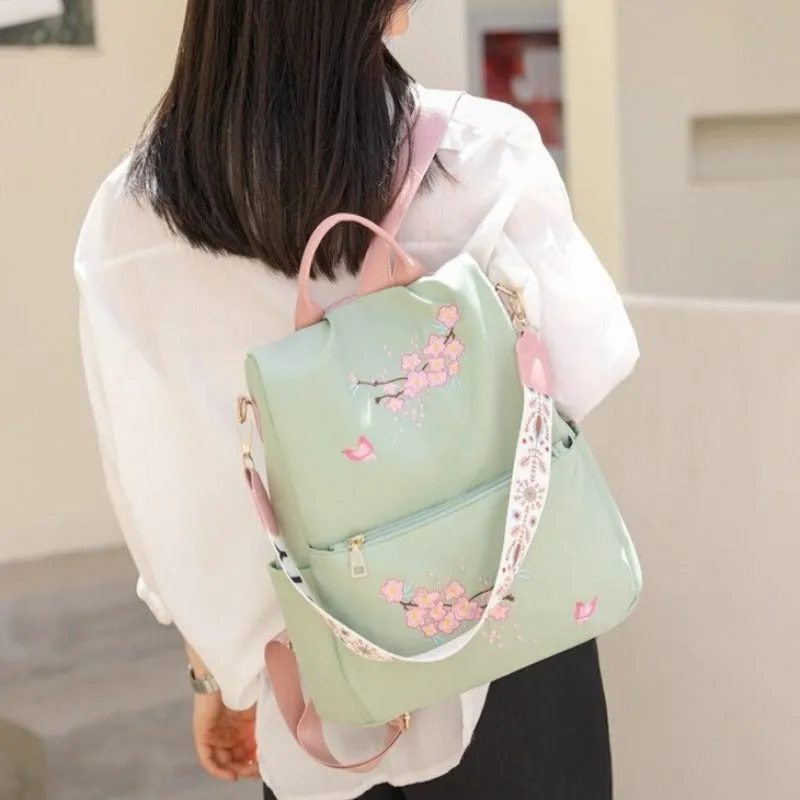 Embroidery Anti-Theft Waterproof Backpacks For Girls