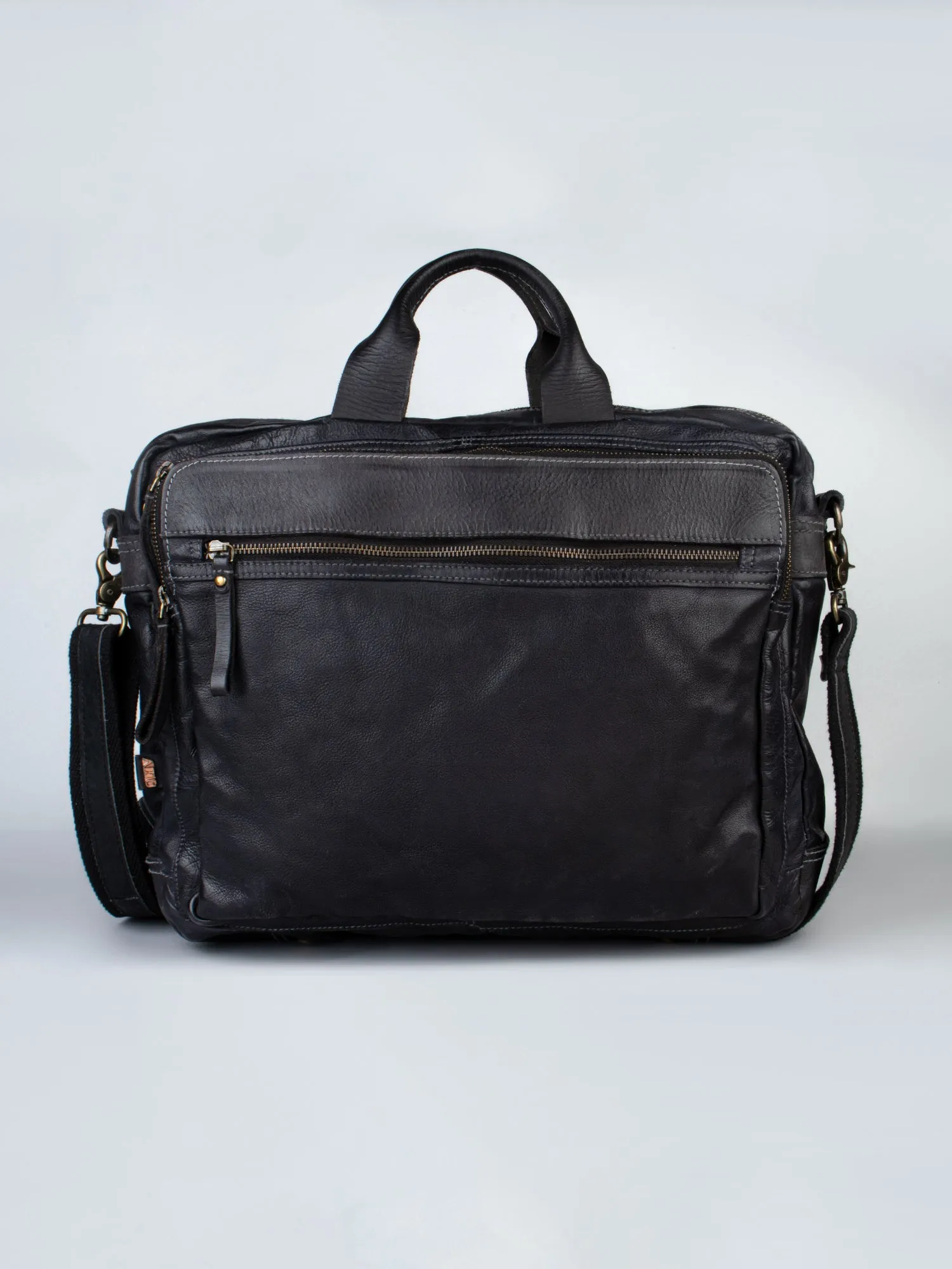 Enfield: Black Vintage Leather Men's Laptop Bag