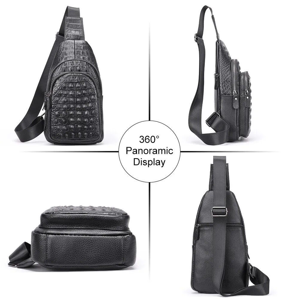 Exotic Chic Croc-Embossed Shoulder Messenger Bag