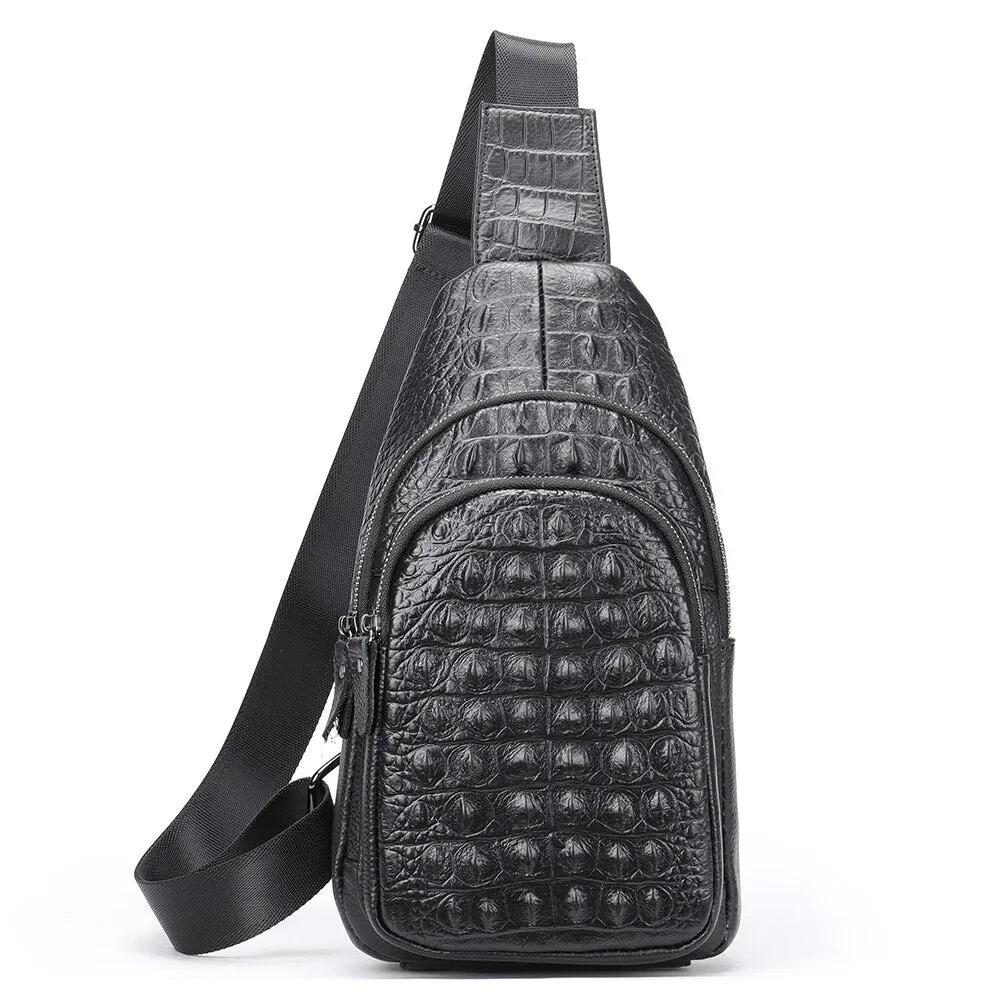 Exotic Chic Croc-Embossed Shoulder Messenger Bag