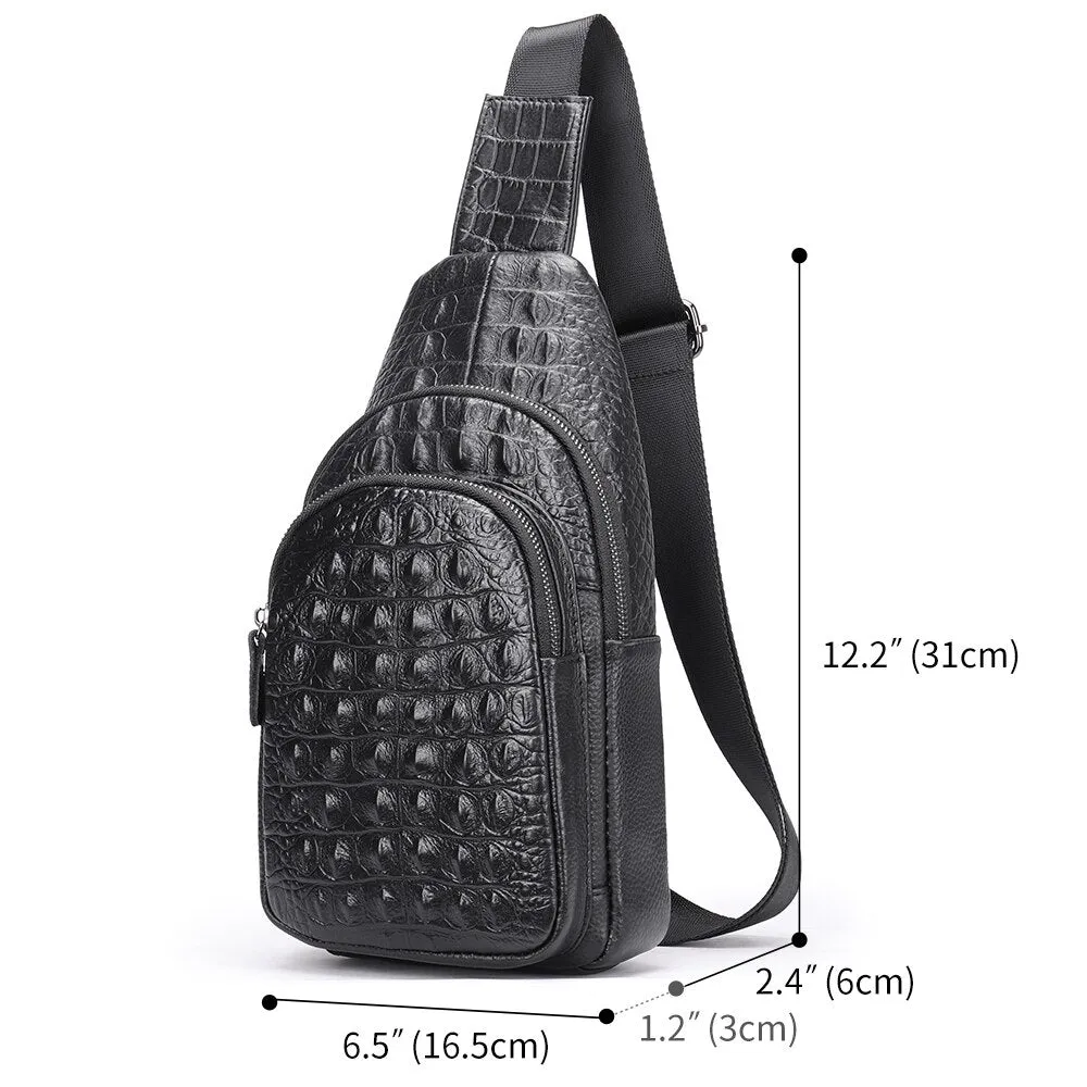 Exotic Chic Croc-Embossed Shoulder Messenger Bag