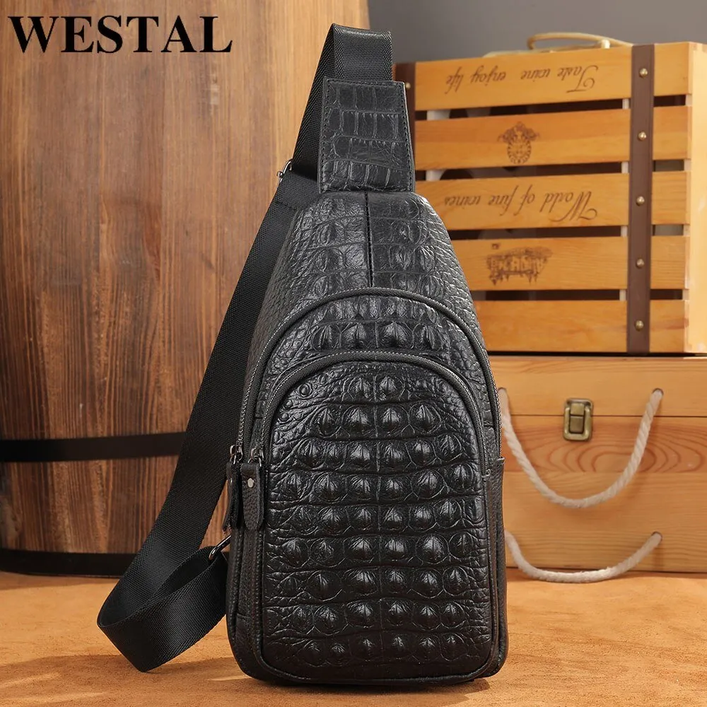 Exotic Chic Croc-Embossed Shoulder Messenger Bag