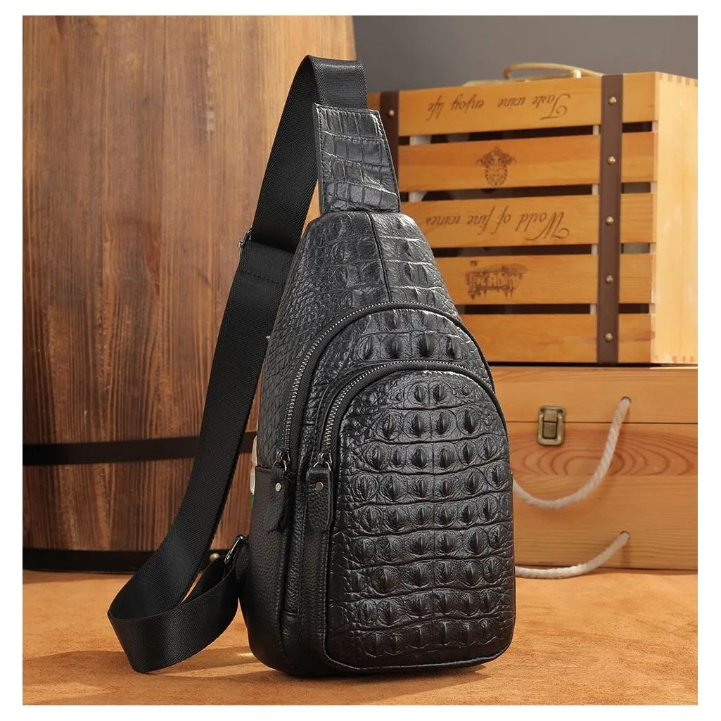 Exotic Chic Croc-Embossed Shoulder Messenger Bag