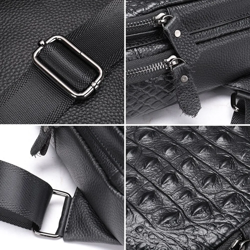 Exotic Chic Croc-Embossed Shoulder Messenger Bag