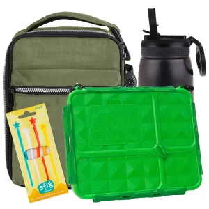 Explorer Olive Green Lunch Box, Bag & Bottle Bundle - Bonus STIX!