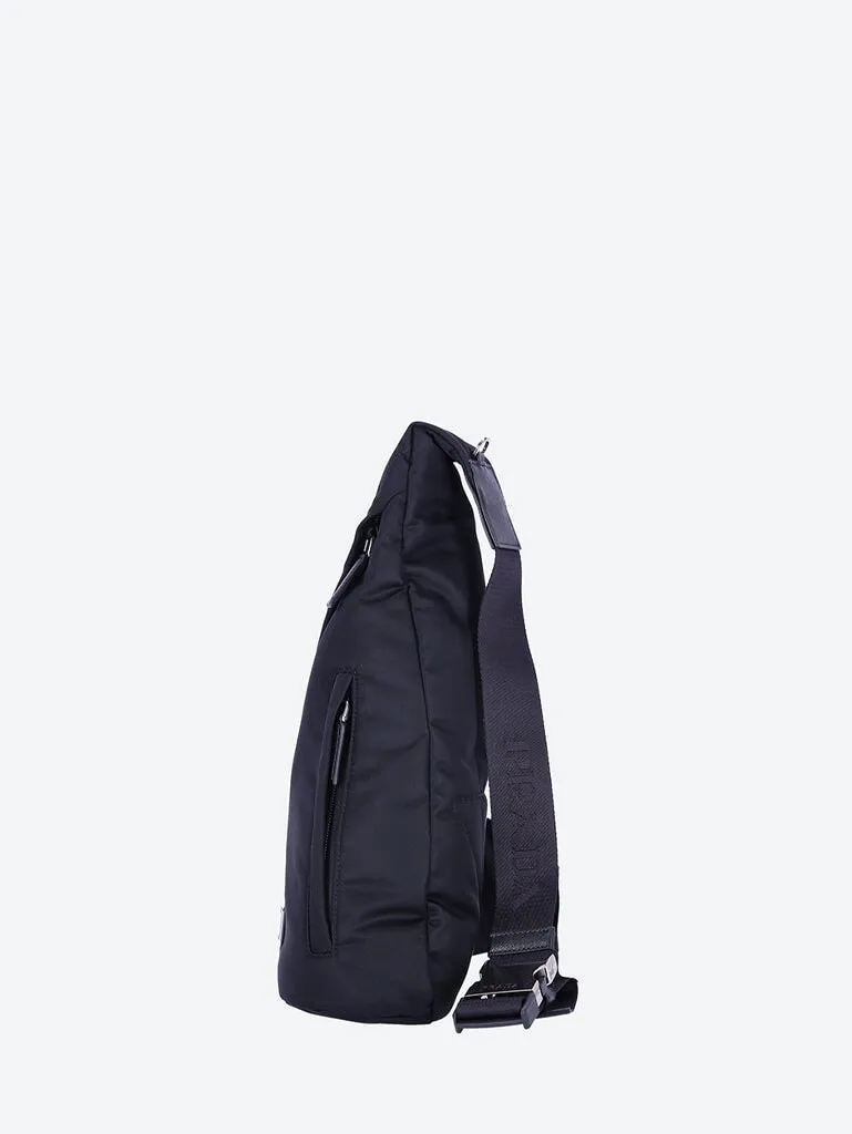 Fabric backpack with leather