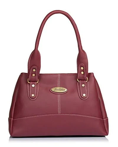 Fostelo Women's Catlin Faux Leather Handbag (Maroon) (Large)