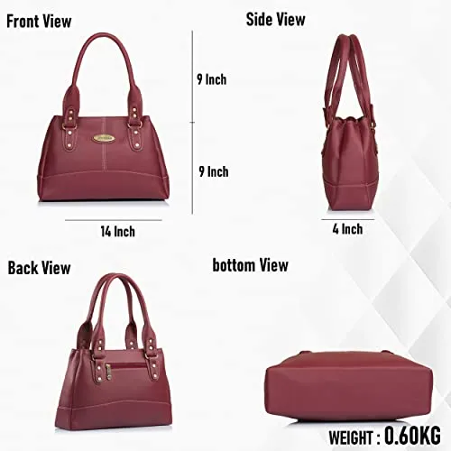 Fostelo Women's Catlin Faux Leather Handbag (Maroon) (Large)