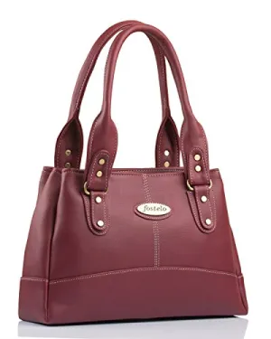 Fostelo Women's Catlin Faux Leather Handbag (Maroon) (Large)