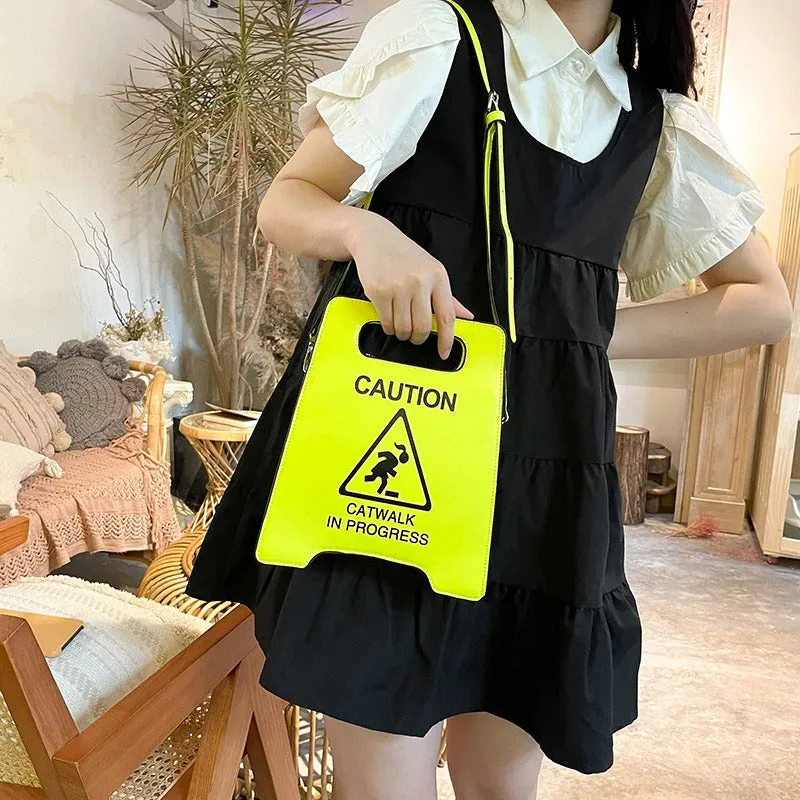 Funny Fashion Warning Sign Shape Flap Crossbody Shoulder Bags