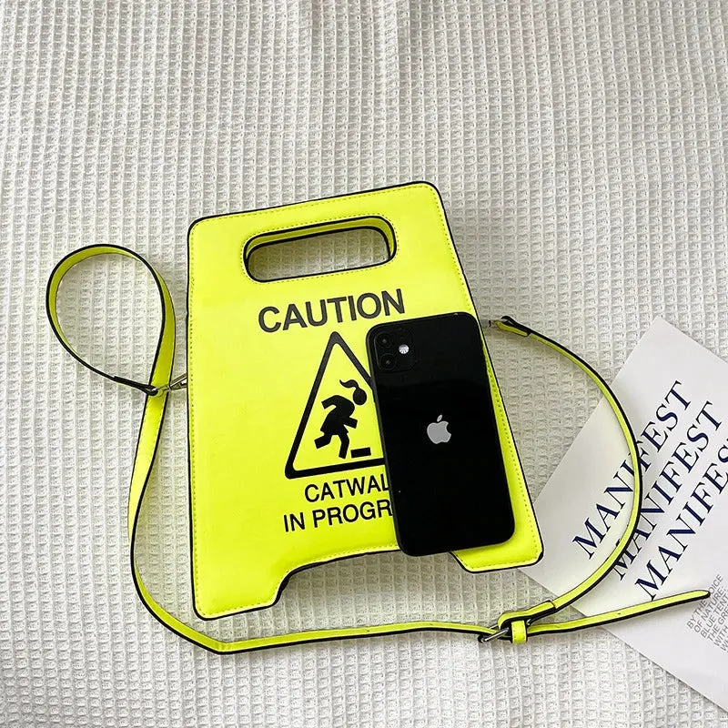 Funny Fashion Warning Sign Shape Flap Crossbody Shoulder Bags