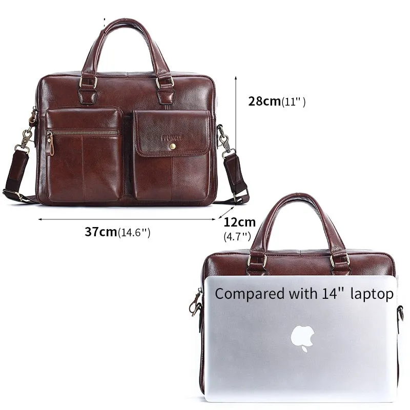 Genuine Leather Handbag Large Business Travel