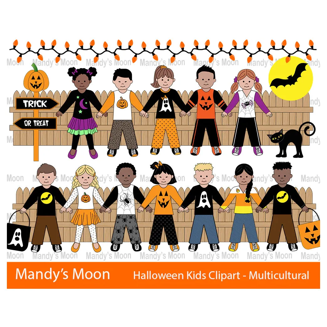 Halloween Kids Clipart Set - Multicultural Kids (Personal & Nonprofit Use only)