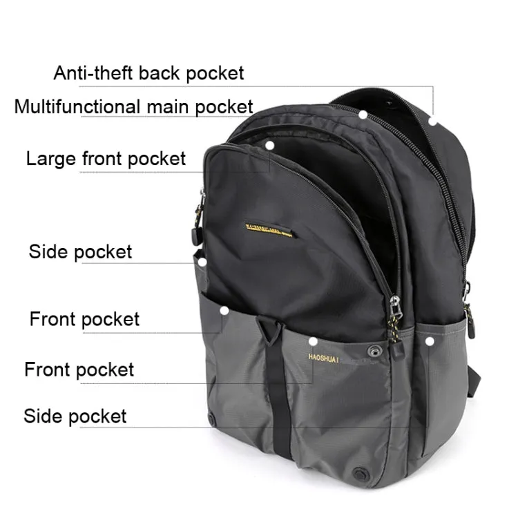 HAOSHUAI 6815 Outdoor Travel Backpack Men Business Computer Notebook Backpack(Black)