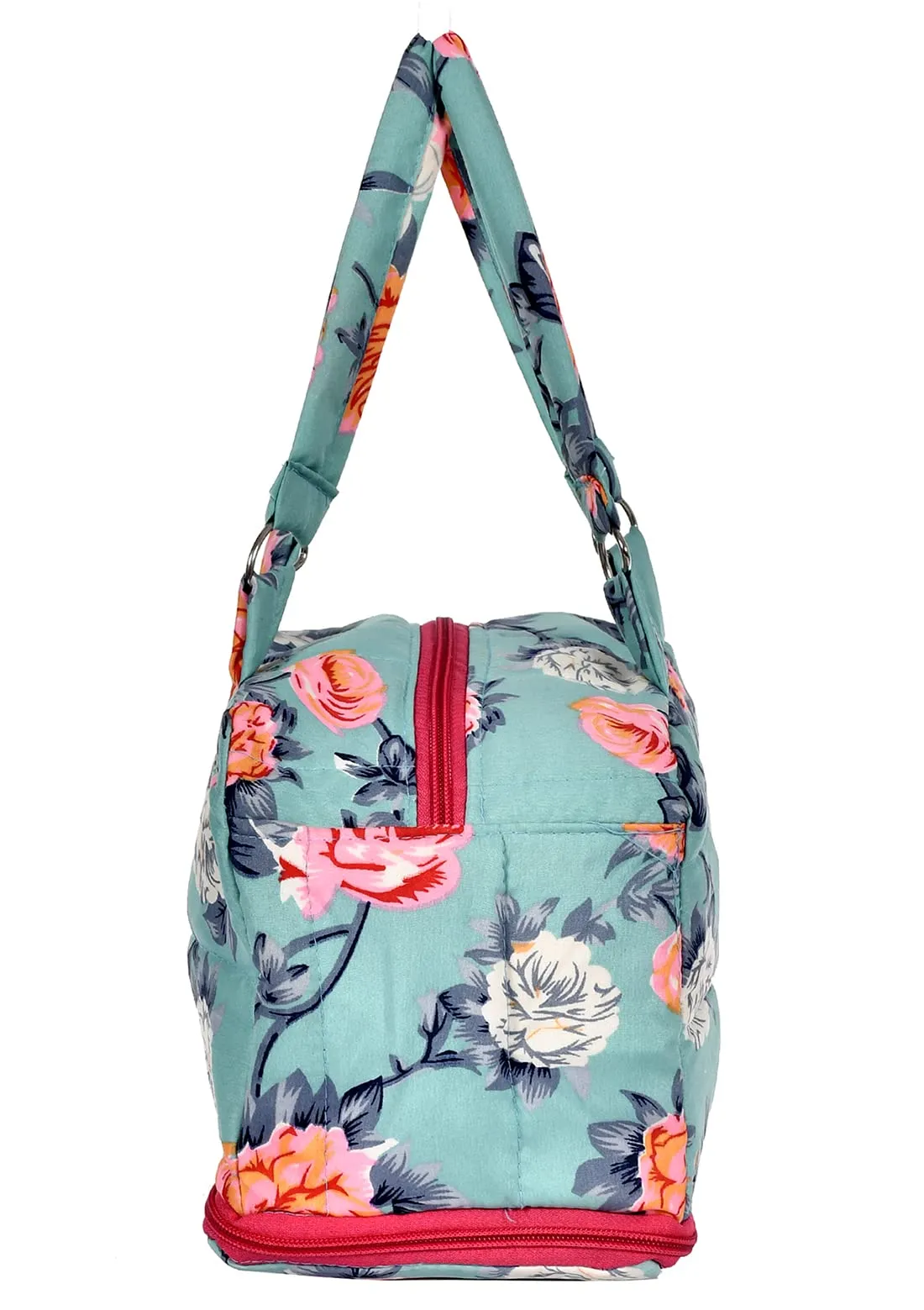 Heart Home Flower Printed Multiuses Hand Bag: Tote Bag: Travel Toiletry Bag For Women/Girls (Green)-45HH013