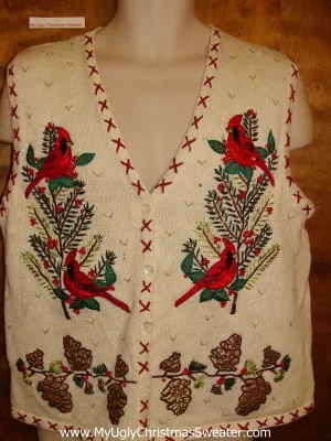 Holiday Cardignal Birds Ugliest Christmas Sweater Vest