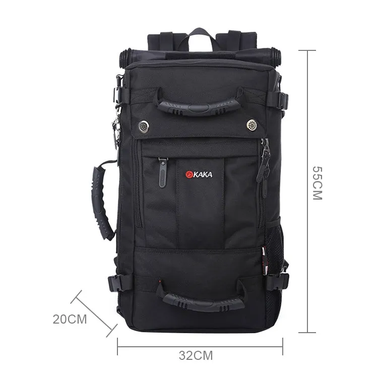 KAKA Large Capacity Backpack Men Travel Bag Leisure Student Waterproof Shoulders Bag with Lock(Black)