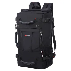 KAKA Large Capacity Backpack Men Travel Bag Leisure Student Waterproof Shoulders Bag with Lock(Black)