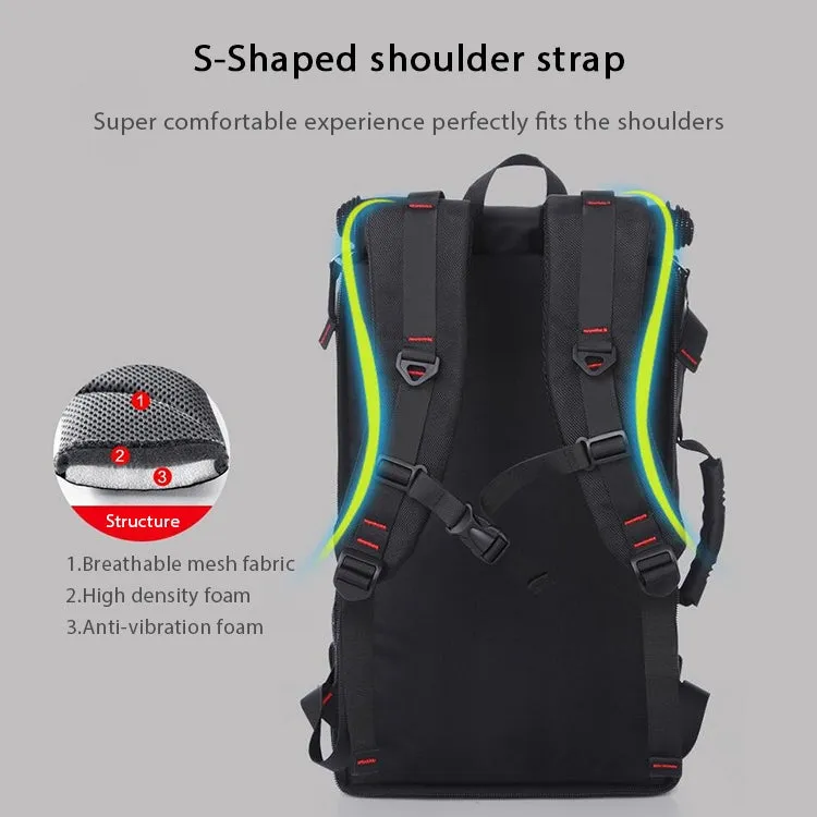 KAKA Large Capacity Backpack Men Travel Bag Leisure Student Waterproof Shoulders Bag with Lock(Black)