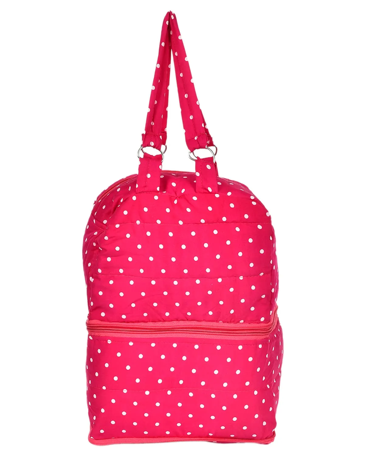 Kuber Industries Dot Printed Multiuses Hand Bag: Tote Bag: Travel Toiletry Bag for Women/Girls (Pink)-50KM01143