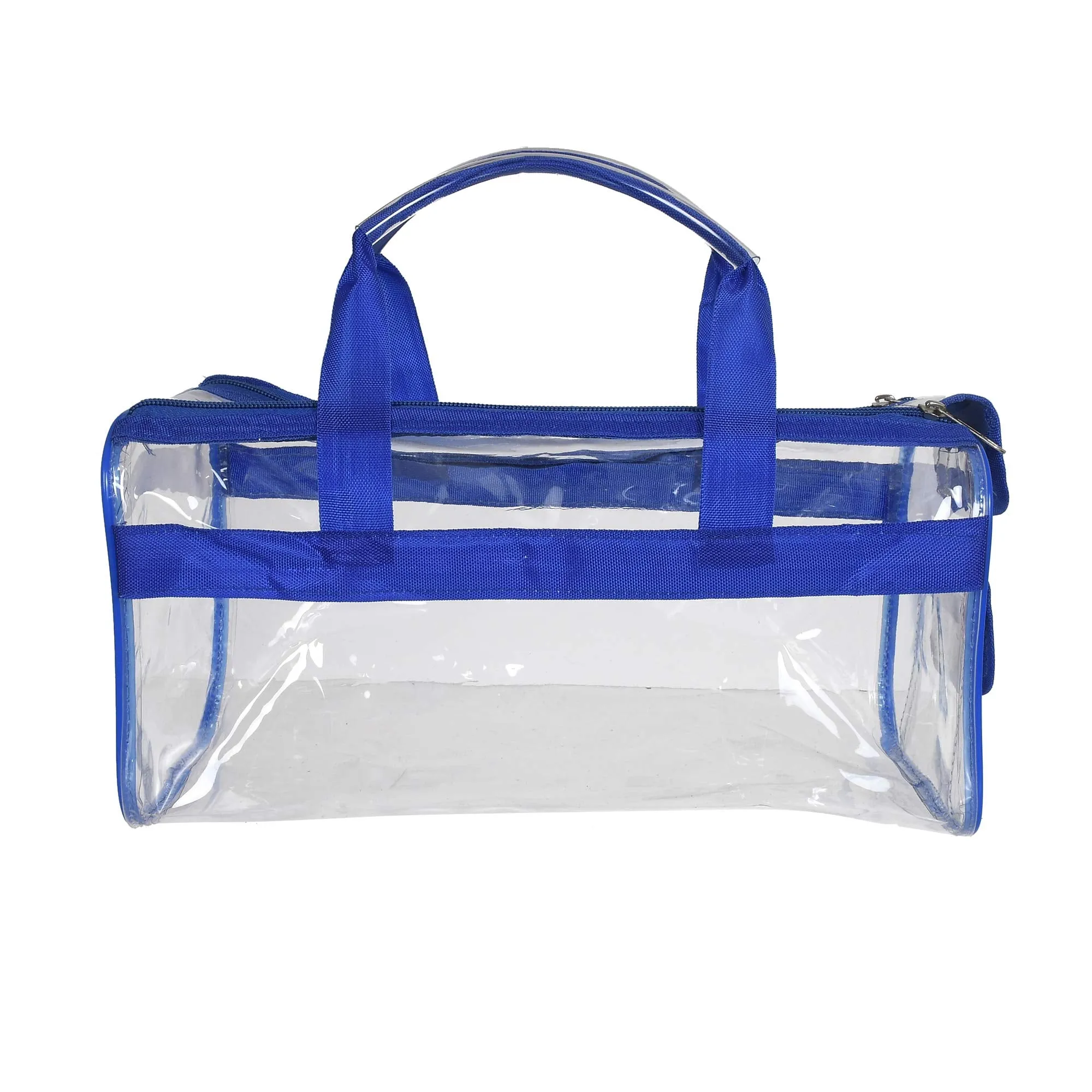 Kuber Industries Small Size Clear PVC Travel Toiletry Bag Handbag Beach Tote Bag Organizer for Men and Women (Blue) (F_26_KUBBMART017013)