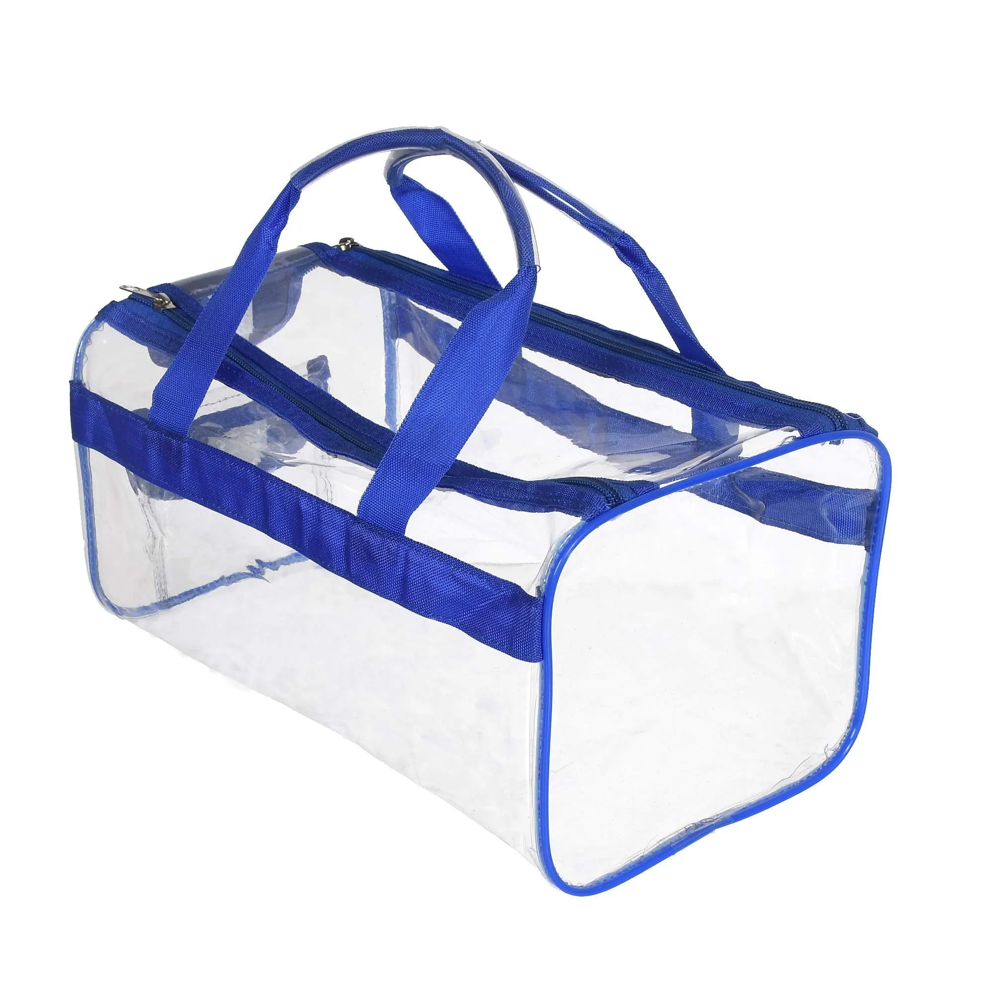 Kuber Industries Small Size Clear PVC Travel Toiletry Bag Handbag Beach Tote Bag Organizer for Men and Women (Blue) (F_26_KUBBMART017013)