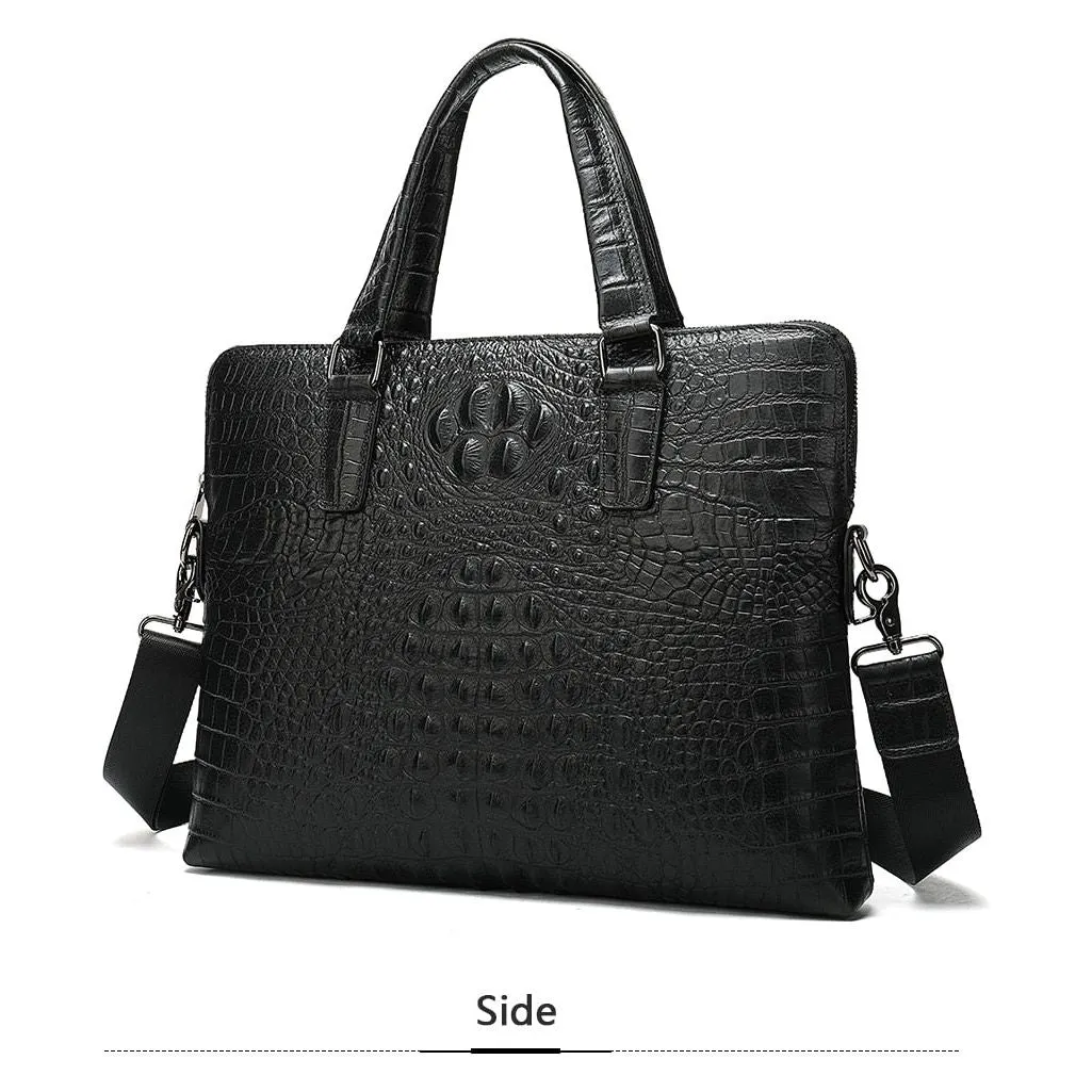 Luxe Croc Embossed Leather Business Briefcase