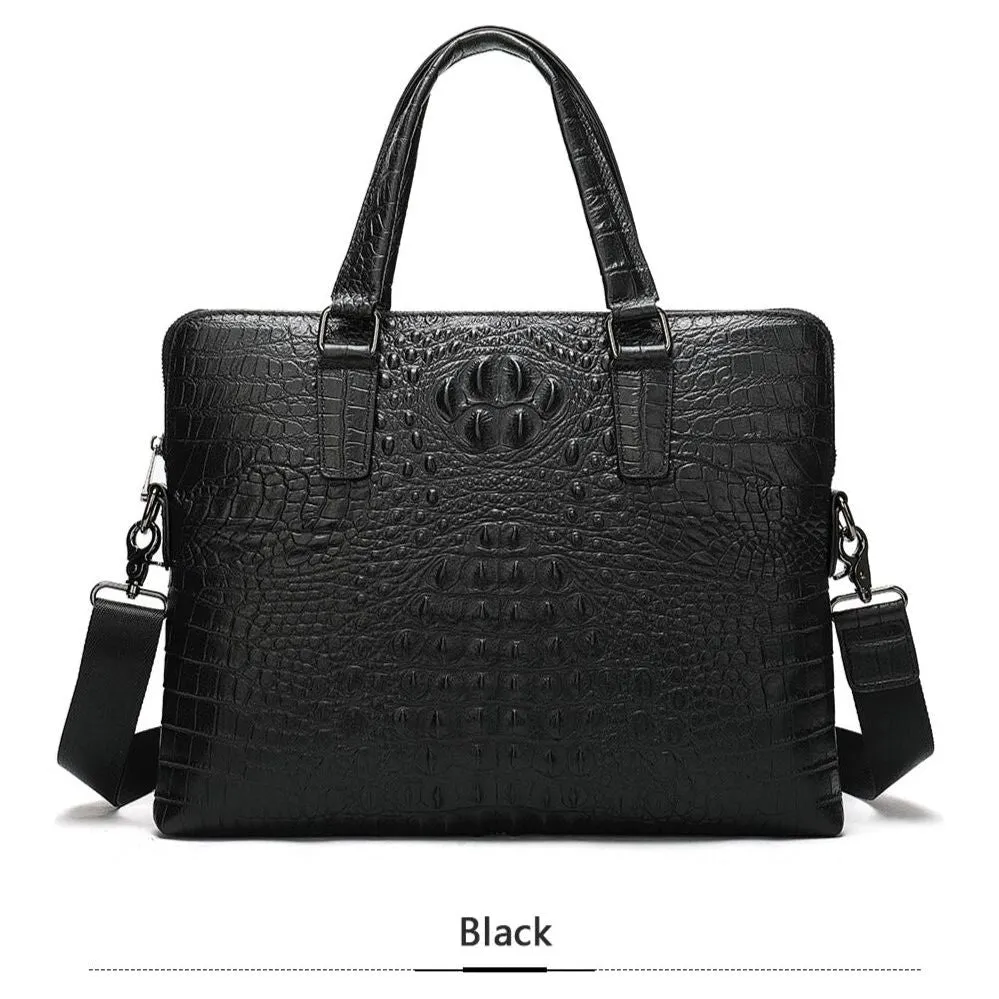 Luxe Croc Embossed Leather Business Briefcase