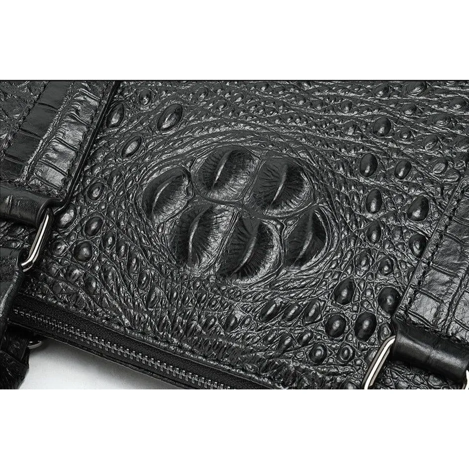 Luxe Croc Embossed Leather Business Briefcase