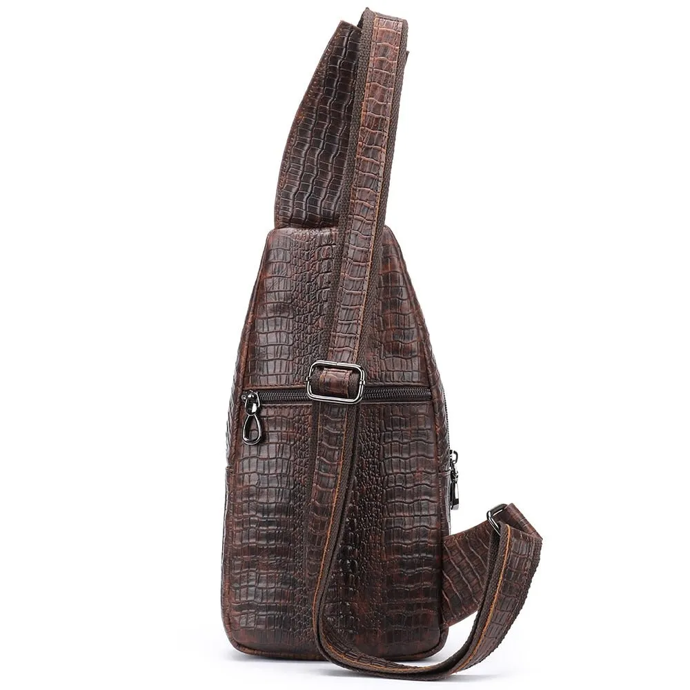 LuxeGlam Croc-Embossed Shoulder Messenger Bag