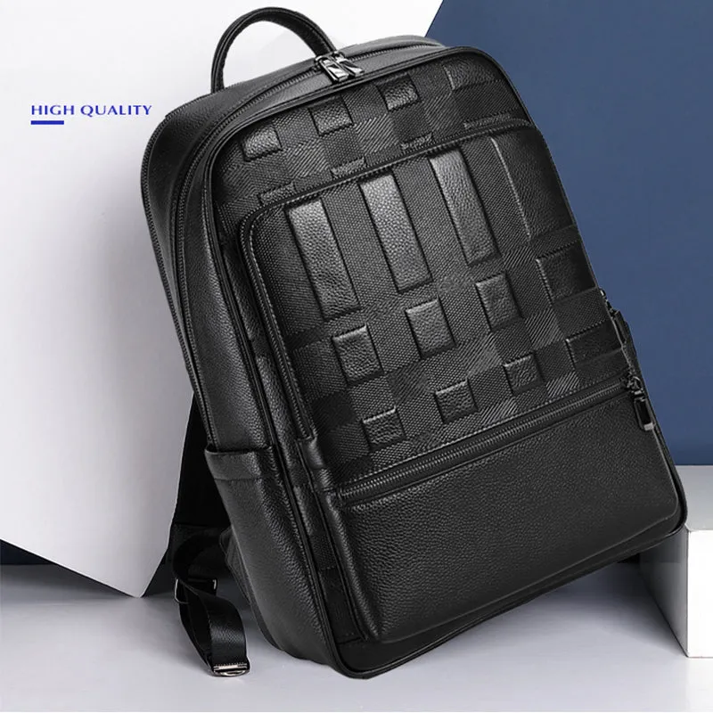 Luxury Cow Leather Laptop Travel Business Backpack