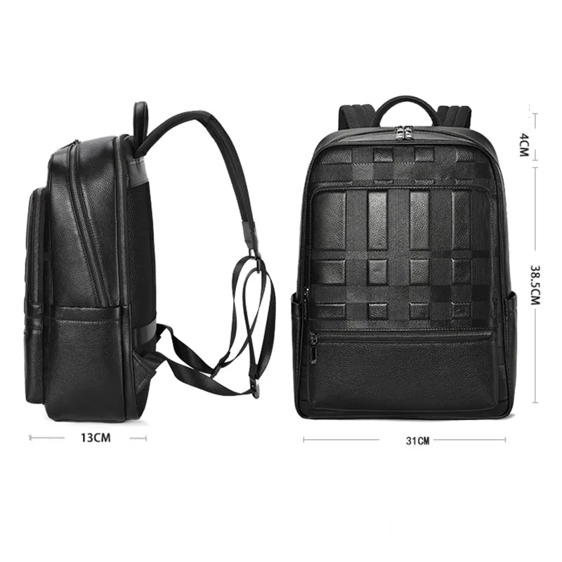 Luxury Cow Leather Laptop Travel Business Backpack