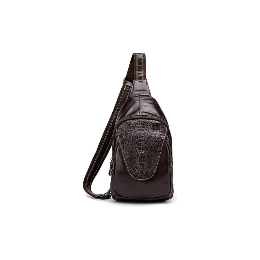 Luxury CrocLeather Zipper Sling Messenger Bag