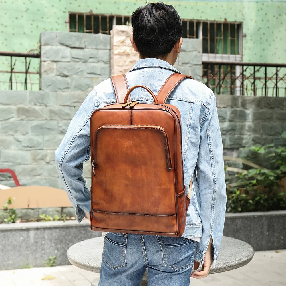 Luxury Exotic Cow Leather Laptop Travel Backpack