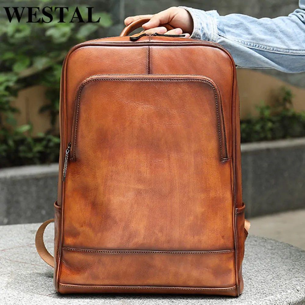 Luxury Exotic Cow Leather Laptop Travel Backpack