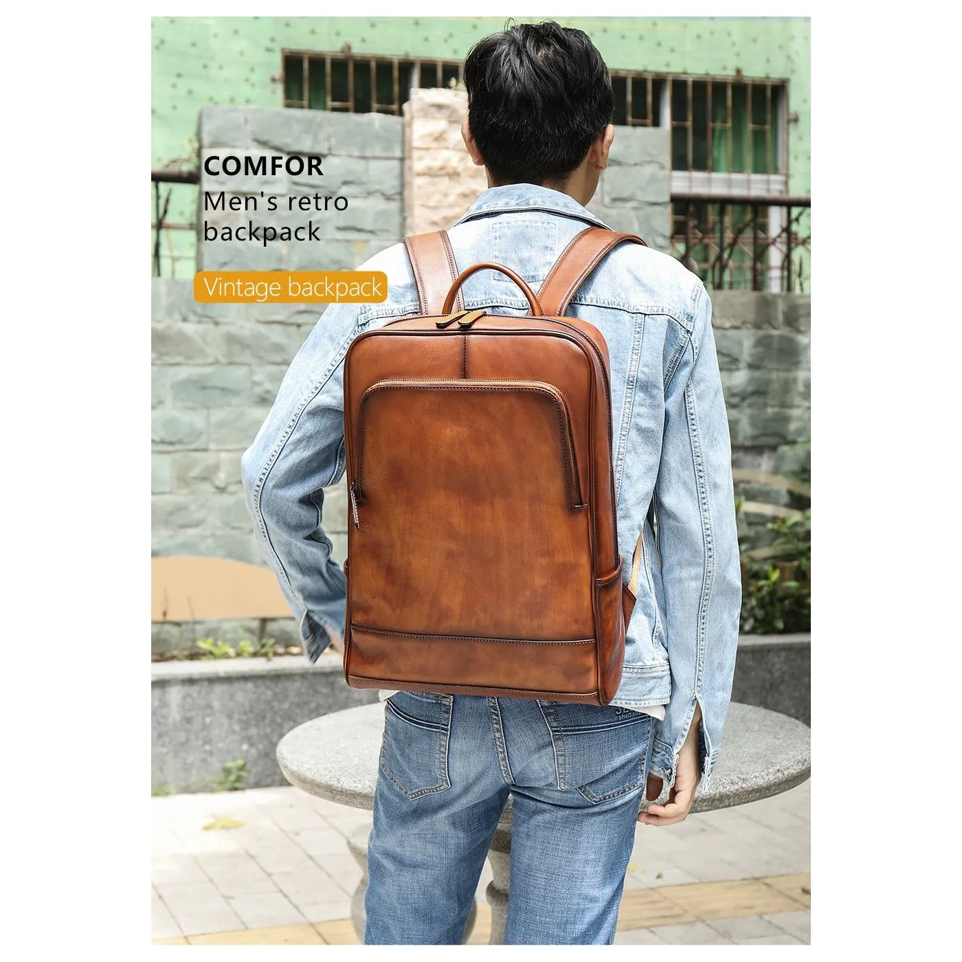 Luxury Exotic Cow Leather Laptop Travel Backpack