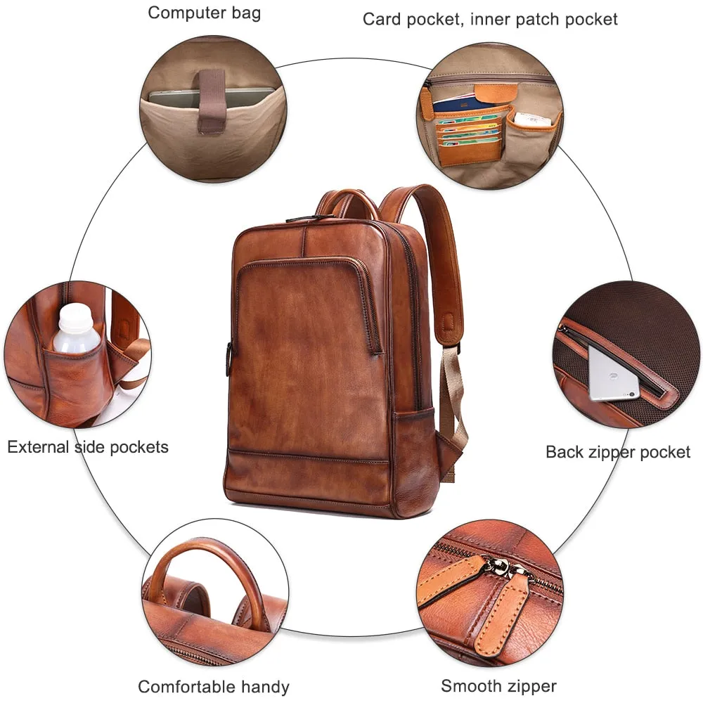 Luxury Exotic Cow Leather Laptop Travel Backpack