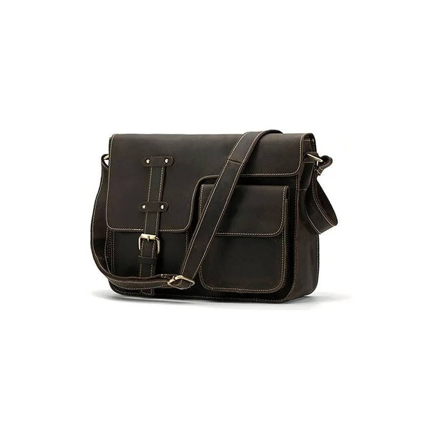 Luxury Exotic Leather Vintage Flap Crossbody Briefcase