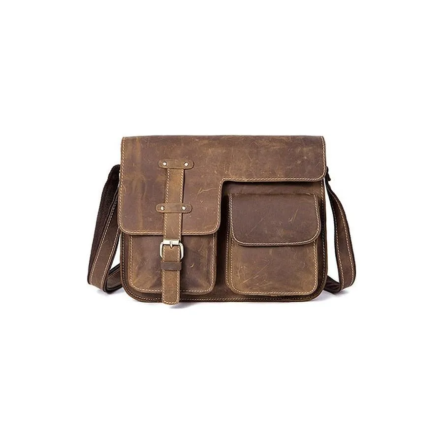 Luxury Exotic Leather Vintage Flap Crossbody Briefcase