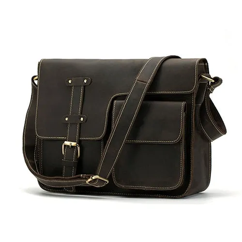 Luxury Exotic Leather Vintage Flap Crossbody Briefcase