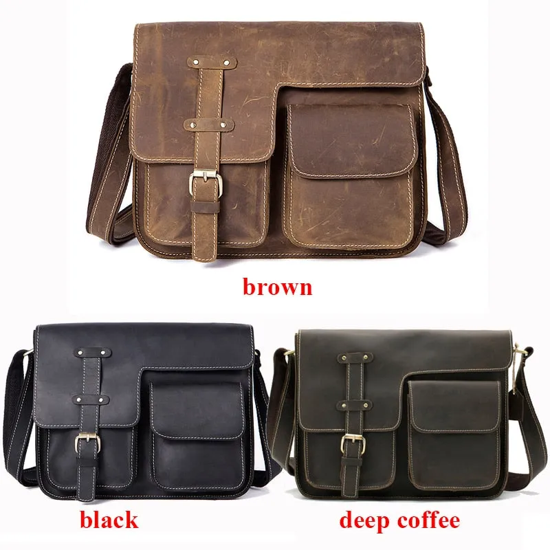 Luxury Exotic Leather Vintage Flap Crossbody Briefcase