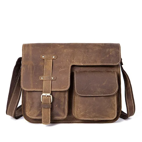 Luxury Exotic Leather Vintage Flap Crossbody Briefcase