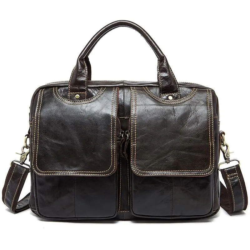 Luxury Exotic Leather Zipper Laptop Briefcase