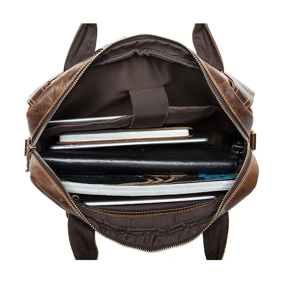 Luxury Exotic Leather Zipper Laptop Briefcase