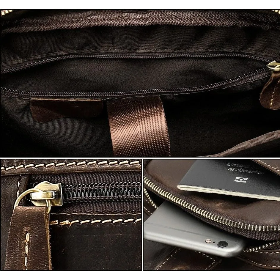 Luxury Exotic Leather Zipper Laptop Briefcase