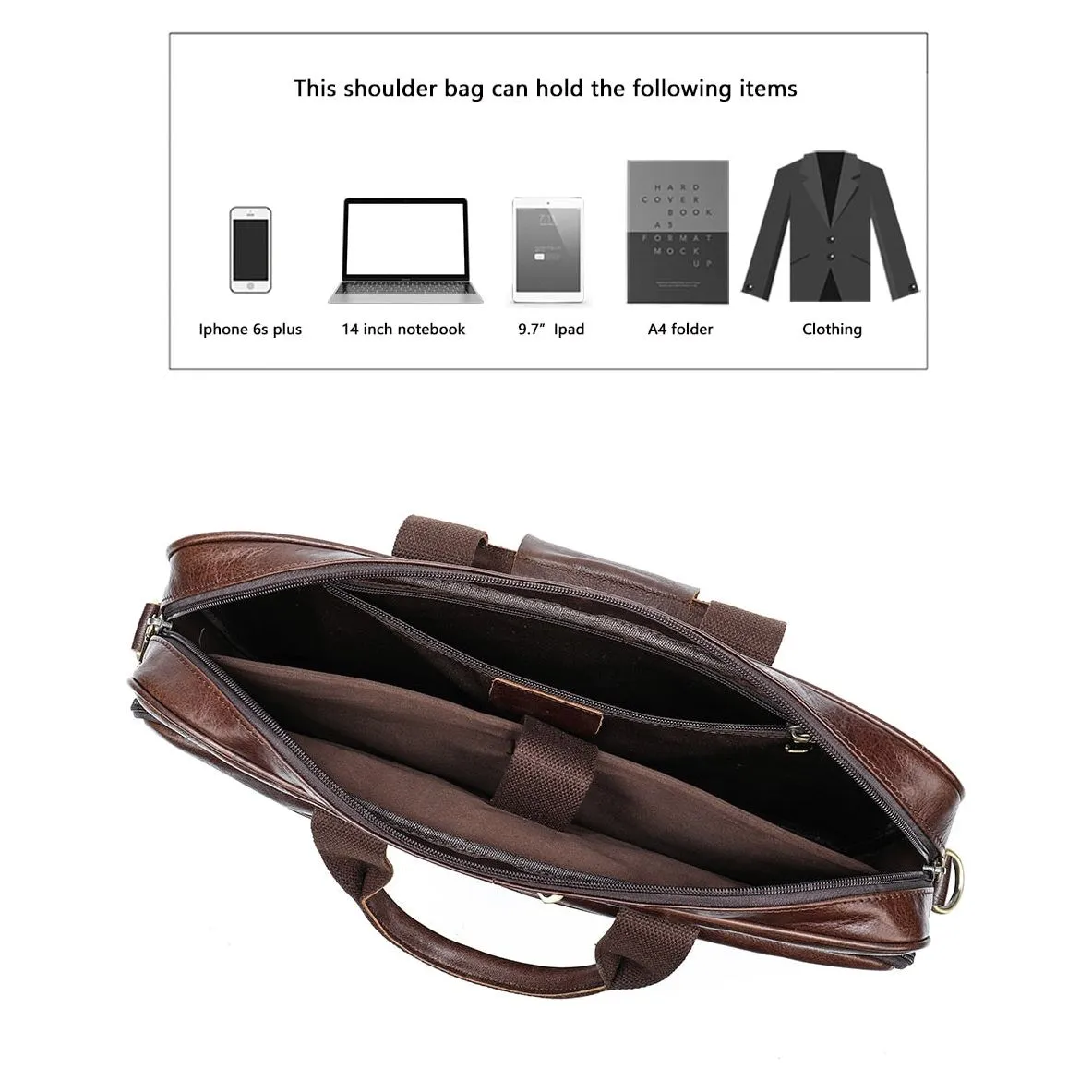 Luxury Exotic Leather Zipper Office Briefcase