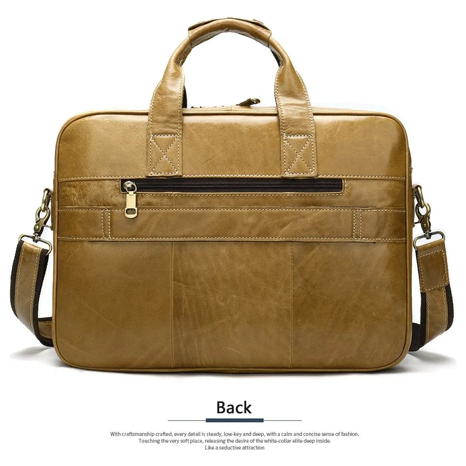 Luxury Exotic Leather Zipper Office Briefcase